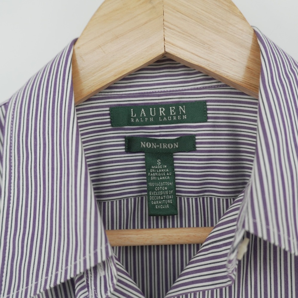 Lauren Ralph Lauren Button Down Womens S Purple Striped Non-Iron Cotton Shirt - Picture 4 of 8